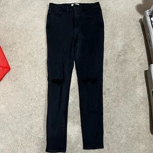 Madewell Black Ripped Knee Jeans